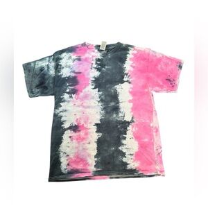 Pink and Navy Blue Tie-Dye T-Shirt